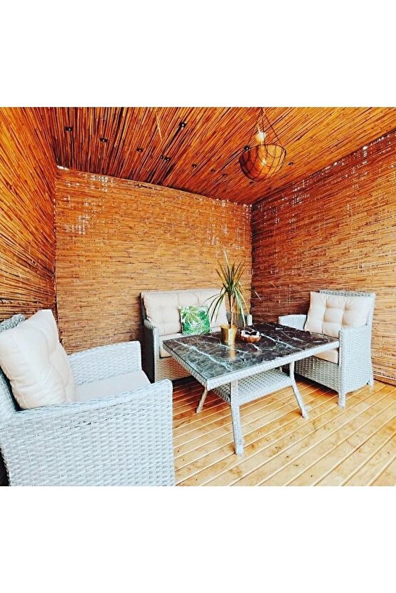 Kamış Çit Bambu Çit Hasır Doğal 1,00 X 5,00 Metre (TELLİ)