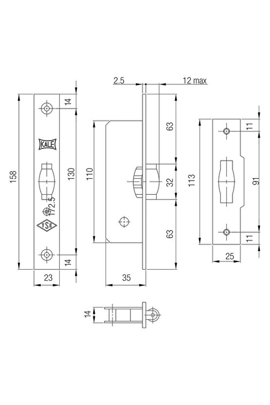 Çarpma Kapı Kilidi 155 B Serisi Makaralı Köşeli