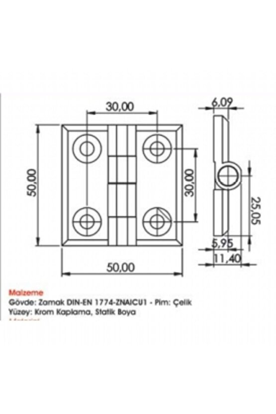 Sermak Yaprak Menteşe 421 V1 (50x50 Mm )