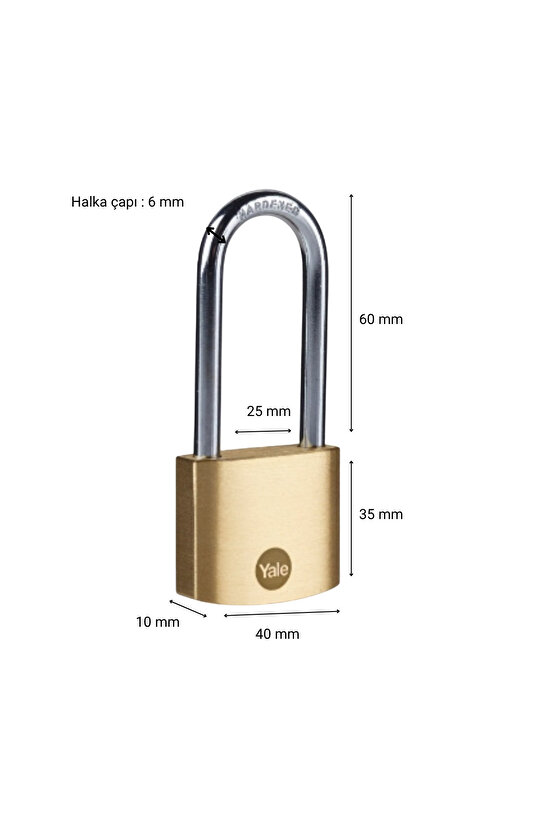 Pirinç Asma Kilit Uzun Kanca 40 Mm