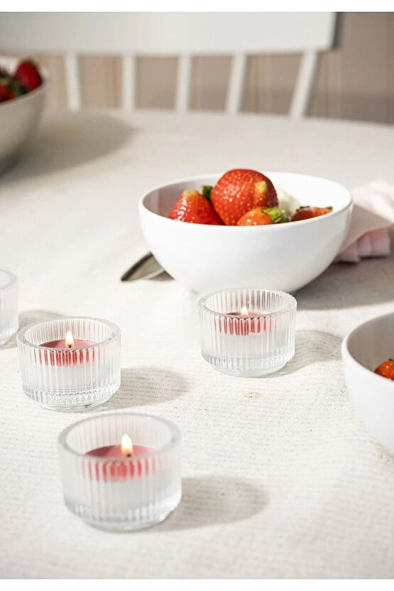 Blodbok Tealight Mum, Parlak Pembe, 3.5 Saat Çilek Kokulu 30lu