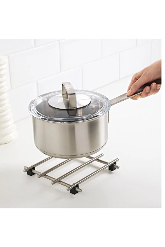 2 Adet Nihale 18x18 Cm İkea 2li Set Tencere Tava Altlığı Metal Altlık Paslanmaz Çelik