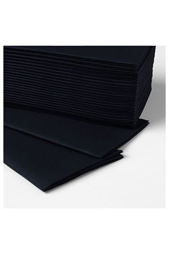 Siyah Mottaga Peçete 38x38 Cm 25 Adet Cepli Peçete Davet Sunum Peçetesi