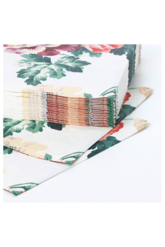 Üç Katlı 60 Adet 33x33 Cn Ticaret Çiçek Desenli Peçete