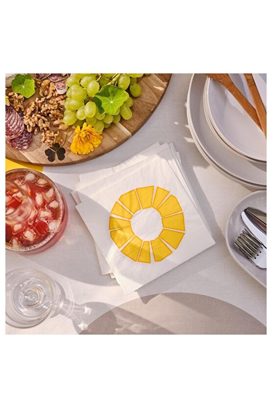 Bröggan Desenli Peçete Beyaz-Sarı 33x33 Cm 30 Adet 50570776