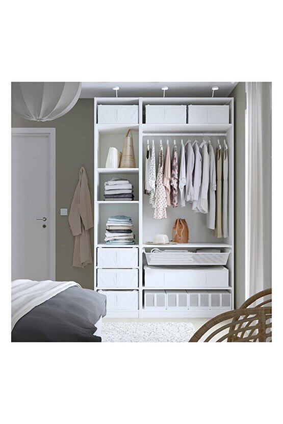 Hurç, Beyaz, 43x53x19 Cm, Yatak Altı Yastık Çarşaf Nevresim Giysi Saklama Kutusu Hurç Kutu