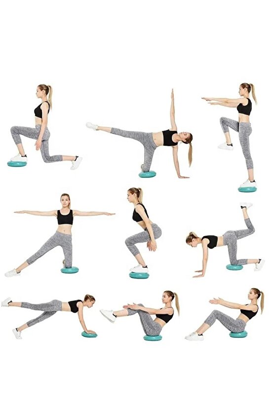 Dikenli Havalı Denge Minderi Mavi, Tırtıklı Denge Pedi 35 cm (POMPA DAHİL)