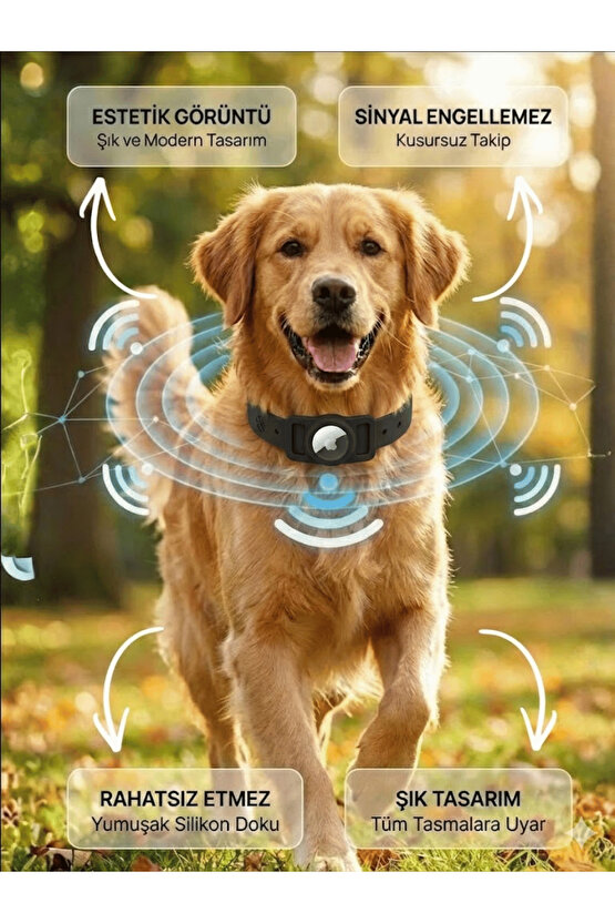 Boş Airtag Yuvalı Kedi Köpek Tasması Evcil Hayvan Pet Takip Cihazı Silikon Yaka Kılıfı Şık Tasarım
