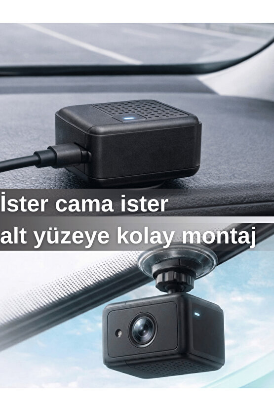 2K Araç İçi Kamera 360 Döner Oto Araç Kamerası Ön İç Dış Kayıt G Sensörlü WiFi Canlı İzleme