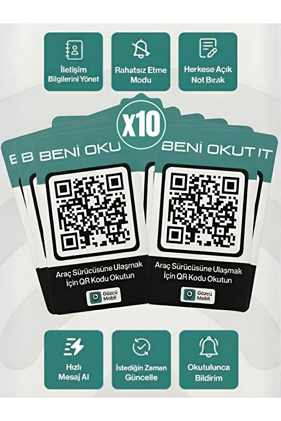 10LU QR Numarasız Numaratör Yeni Nesil Araç Motosiklet Numara Gizler Oto Park Kartı Dijital Kimlik