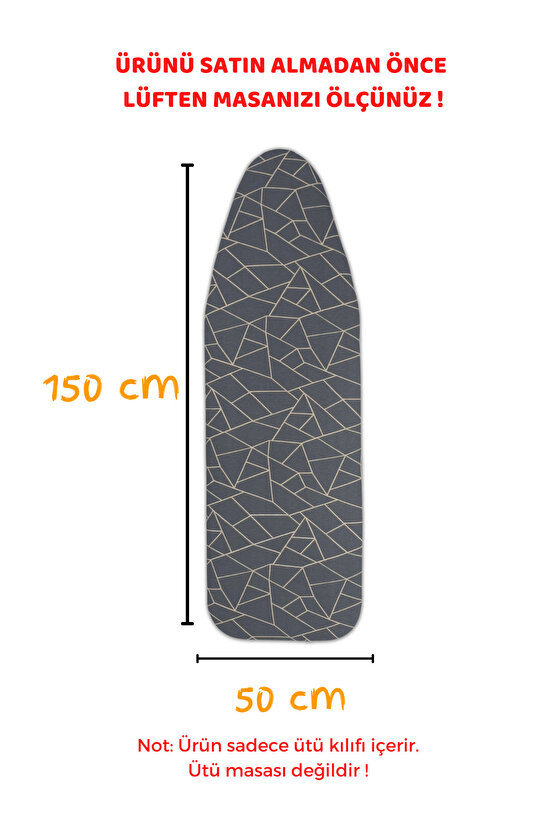 Ütü Masası Kılıfı Lastikli Keçeli Yanmaz Ütü Masası Örtüsü Bezi Geometrik 50x150 CM