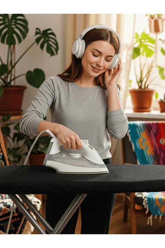 Ütü Masası Kılıfı Lastikli Keçeli Yanmaz Ütü Masası Örtüsü Bezi Siyah 50x150 CM