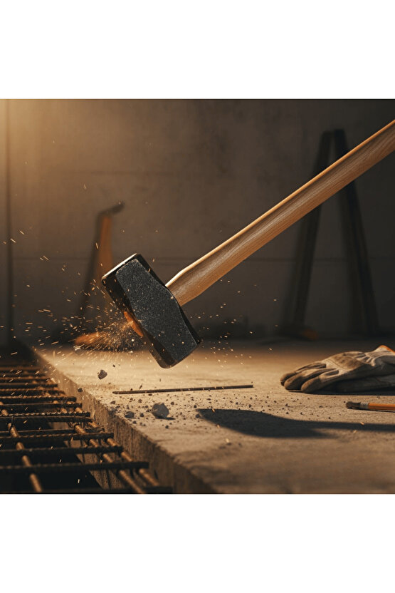 3kg Balyoz Başlığı Çelik Uçlu Yassı Çift Taraflı Kullanım Profesyonel Yıkım İnşaat Şantiye Sanayi