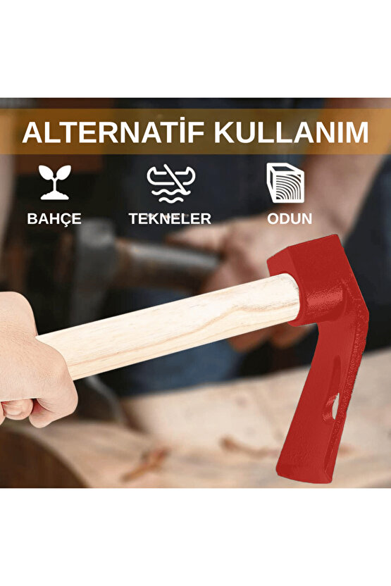 400 GR Çelik Keser Ekonomik Dayanıklı Odun Bahçe Ot Çift Yönlü Ahşap Ergonomik Saplı Profesyonel