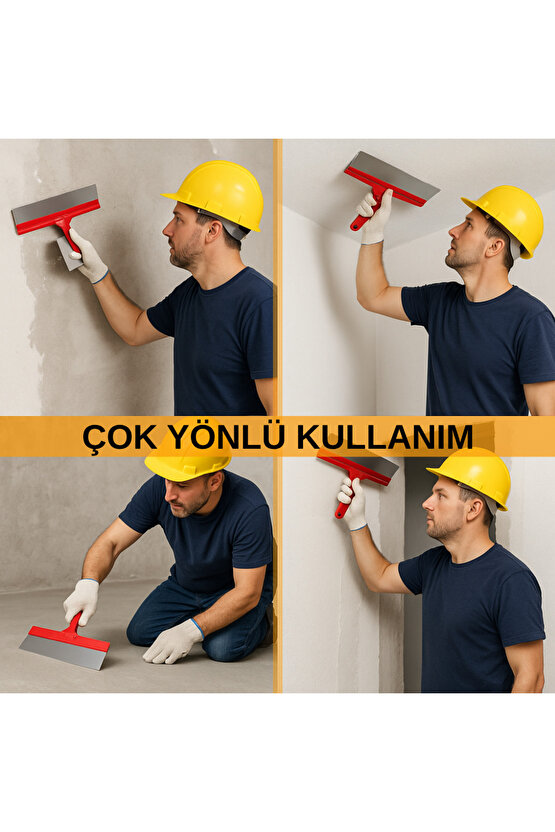 30CM Raspa Zemin Duvar Yer Tavan Köşe Büyük Spatula Profesyonel Kullanım Rahat Ispartula Kırmızı