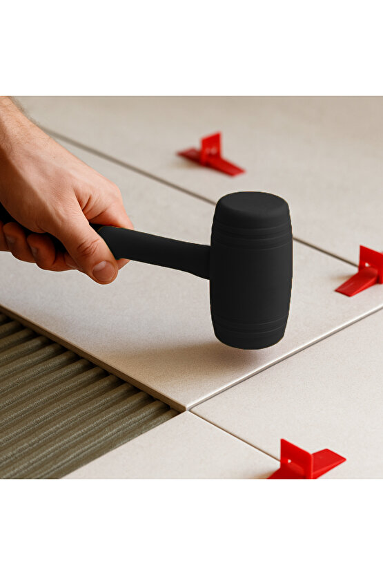 50lik Kauçuk Tokmak Fayansçı Tokmağı Çadır Zemin Sabitleme Çelik Seramik Döşeme Tadilat Siyah Renk