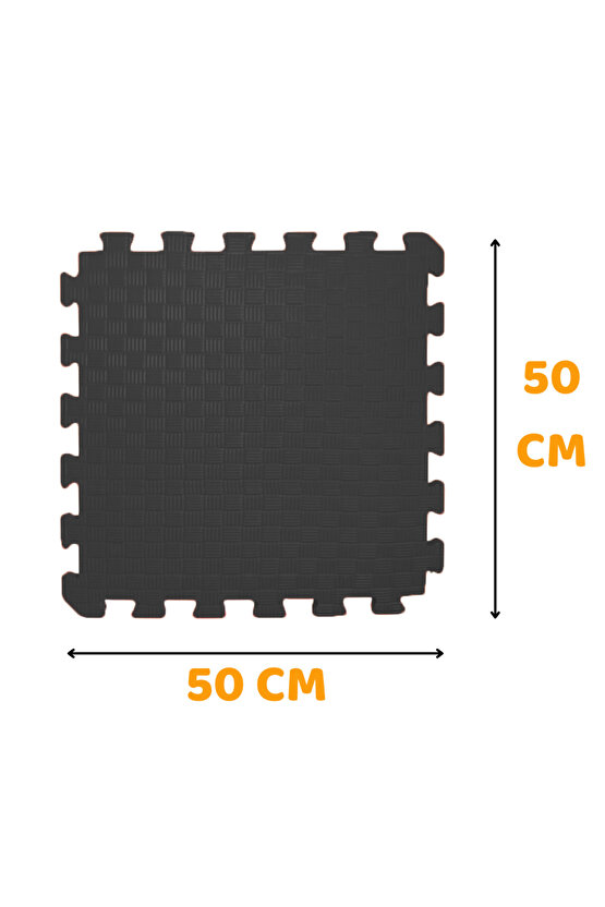 Tatami Zemin Karosu Spor Zemin Çocuk Odası Matı Ses Yalıtımlı Karo Halı Eva Panel Siyah 50 Cm