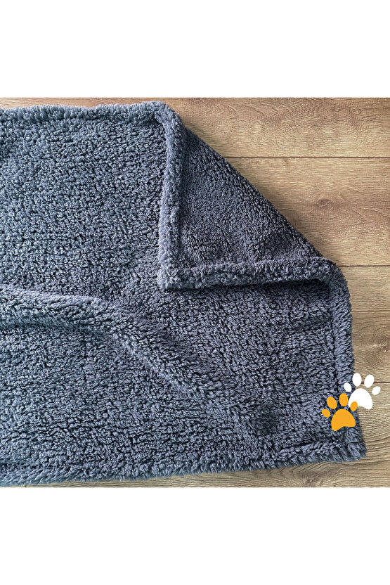 Beylini Kedi Köpek Battaniyesi Premium Peluş Evcil Hayvan Uyku Battaniyesi Yıkanabilir Gri
