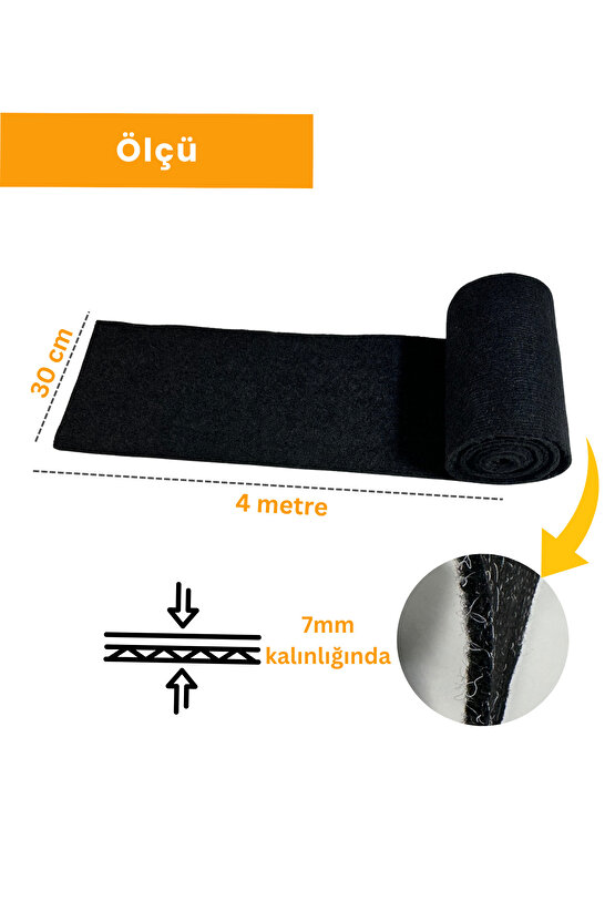 Dayanıklı Tekne Römorku Halısı Dayanıklı Kesilebilir Koruyucu Mat Siyah (0.7X30CMX4M)