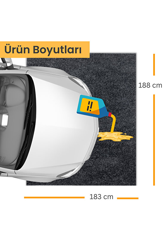 BEYLİNİ Kaymaz Yağ Matı Sıvı Geçirmez Emici Araç Altlığı Halısı Antrasit (183x188)