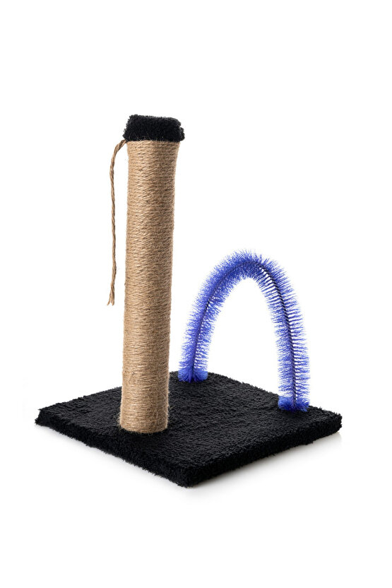 Kedi Tırmalama Tahtası Kedi Kaşınma Tahtası Peluş Kumaş Silinebilir Demonte 40cm Yükseklik (Siyah)