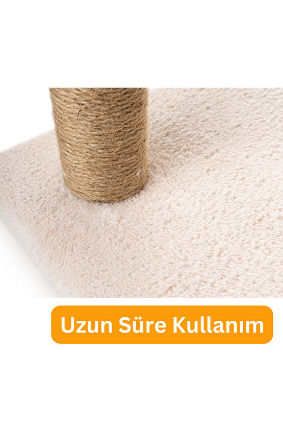Kedi Tırmalama Tahtası Kedi Kaşınma Tahtası Peluş Kumaş Silinebilir Demonte 40cm Yükseklik (Krem)
