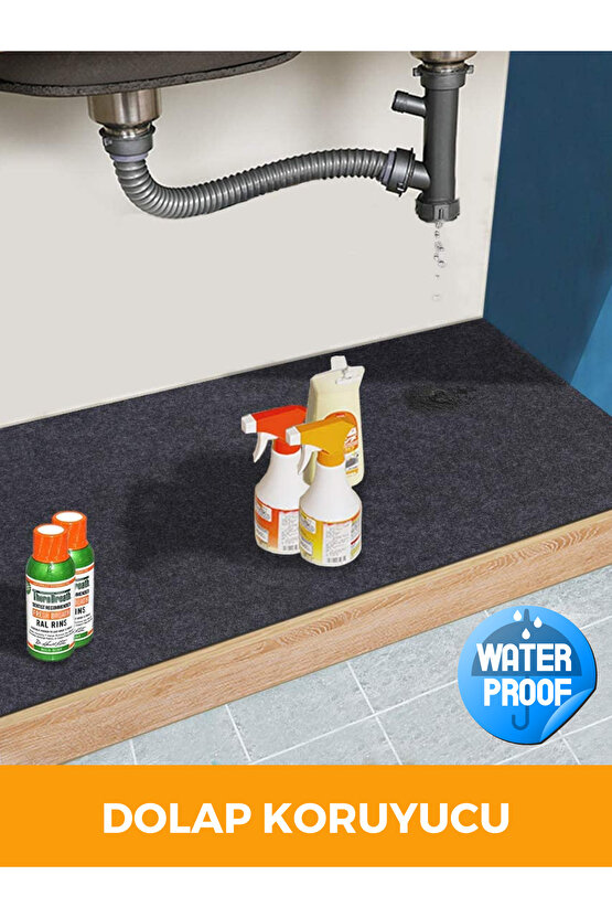 Lavabo Altı Matı Sıvı Geçirmez Kaymaz Taban Evye Dolap Paspası 60x76 cm