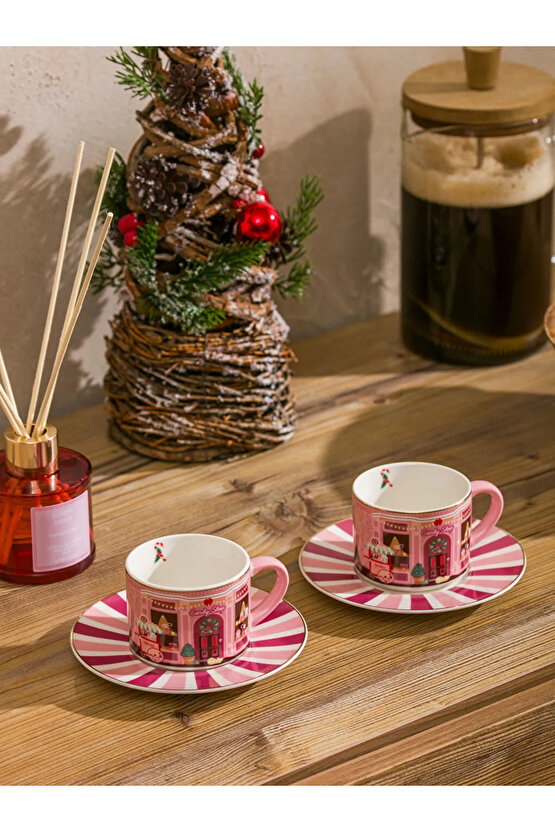 LCW HOME Karışık Yılbaşı Temalı 2 Kişilik Porselen Kahve Fincan Takımı 90 Ml