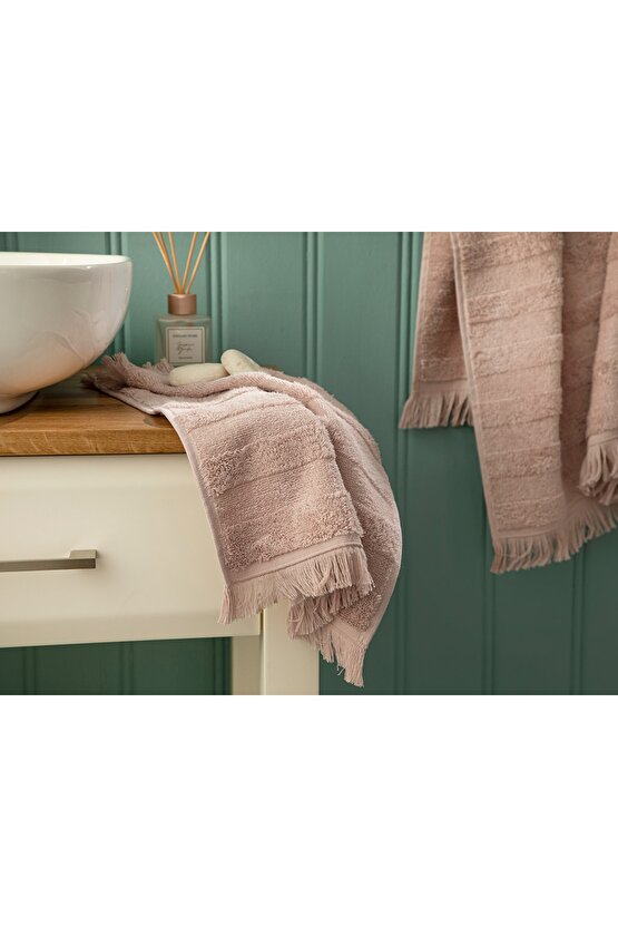 Adorn Pamuklu Püsküllü El Havlusu 30x40 Cm Nude