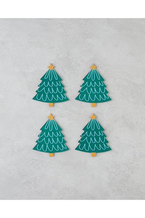 Jinglewood Ahşap 4Lü Bardak Altlığı 12x14 Cm Renkli (13.11.2025)