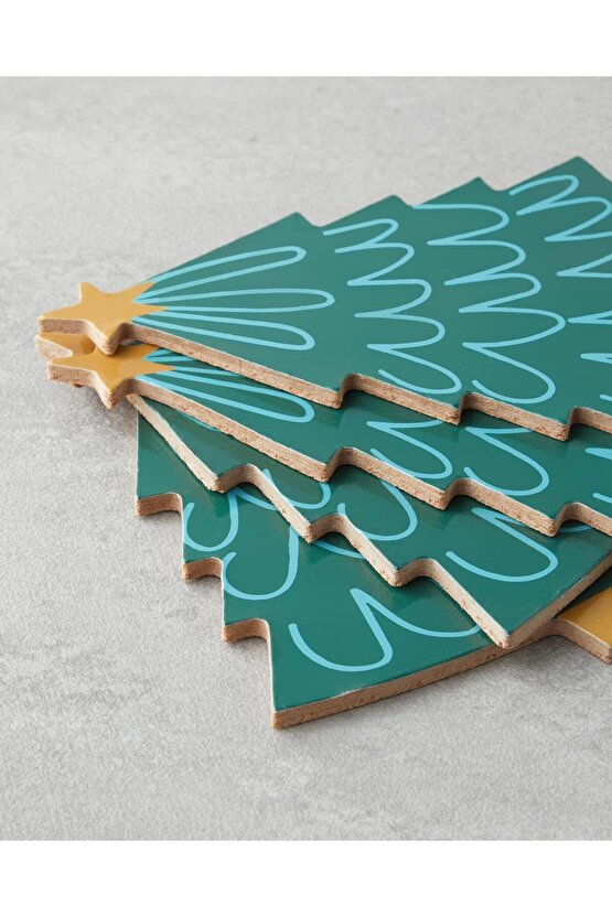 Jinglewood Ahşap 4Lü Bardak Altlığı 12x14 Cm Renkli (13.11.2025)