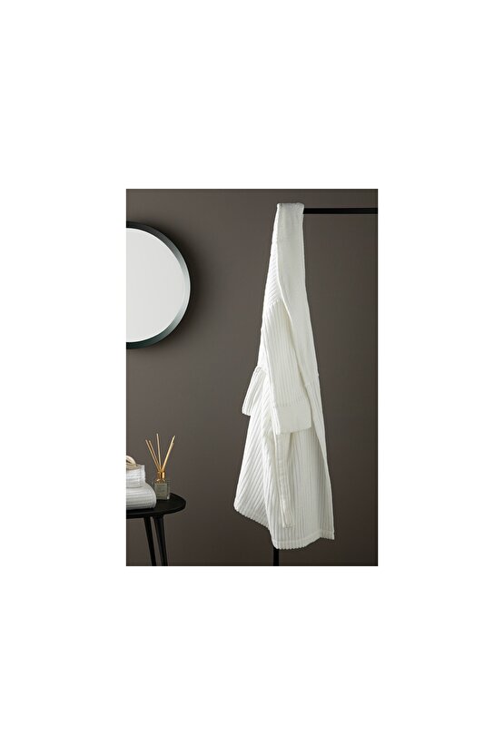 Stripe Pamuk Bornoz L-xl Beyaz