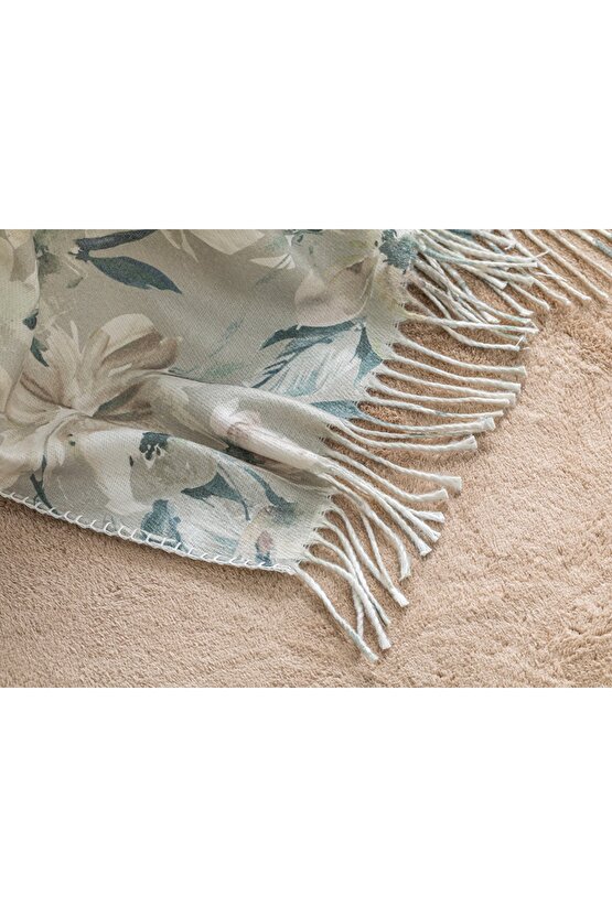 Lerna Baskılı Koltuk Şalı 130x170 cm Gri