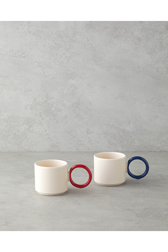 Twin Halo Seramik 2li Kupa 184 ml Kırmızı - Lacivert