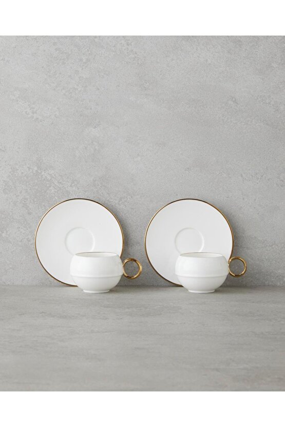 Moonlit Porselen 12 Parça 6 Kişilik Kahve Fincan Takımı 90 Ml Beyaz-Gold (22.12.2025)