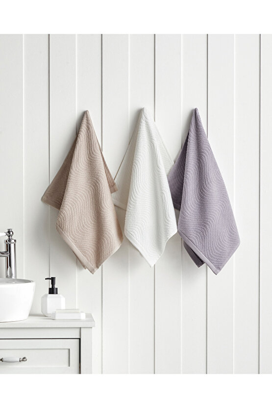 Wave Pamuk Yüz Havlusu 50x70 cm Açık Bej