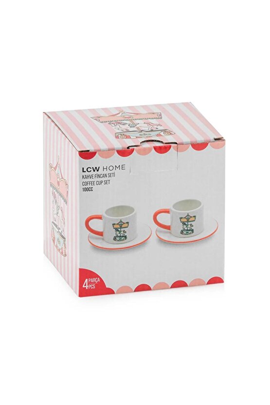 LCW HOME Karişik Baskılı İki Kişilik Seramik Kahve Fincan Takımı 100 ml (W5)