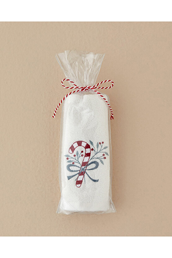 Candy Stick Pamuklu Nakışlı El Havlusu Ekru