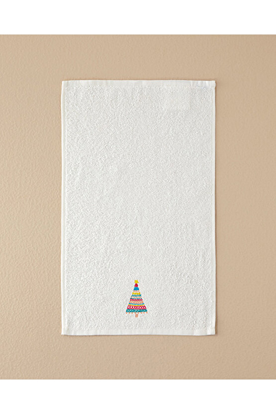 Colour Pine Pamuklu Nakışlı El Havlusu Ekru