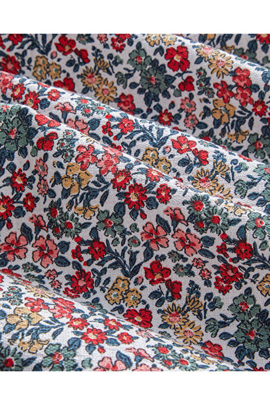 Posy Garden Baskılı Pamuklu Çift Kişilik Pike 200x220 cm Kırmızı