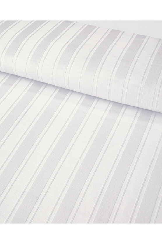 Lior Çizgili Pamuk Saten Çift Kişilik Nevresim Takımı 200x220 cm Beyaz