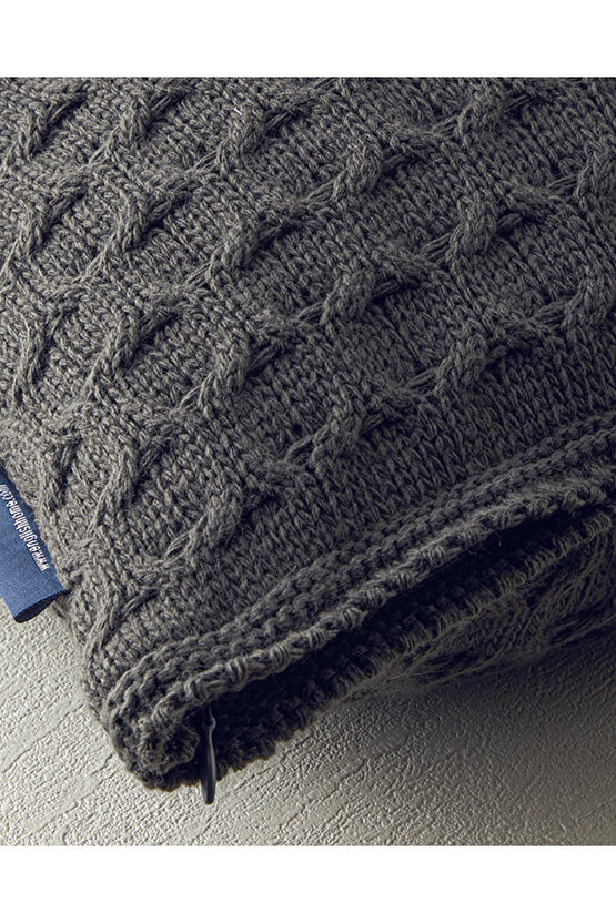 Velvety Triko Kırlent Kılıfı Antrasit