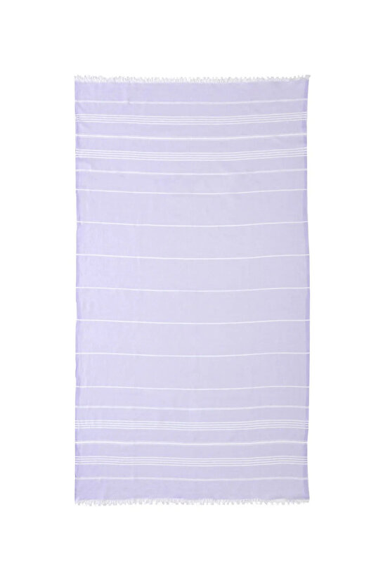 LCW HOME Lila Çizgili Saçaklı Pestamal Havlu 90x165 Cm