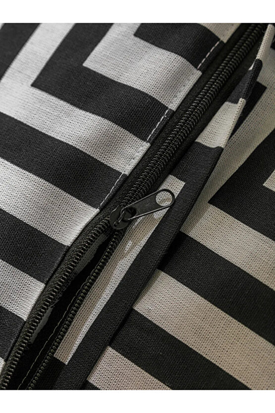 Siyah Çizgili Kırlent Kılıfı 45x45 Cm