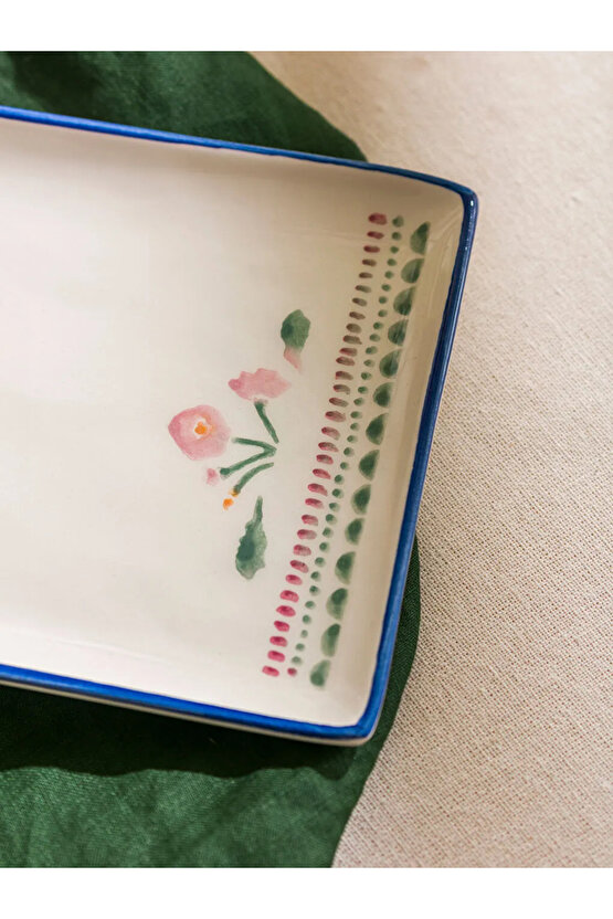 Karışık Çiçek Baskılı Seramik Sunum Tabağı 28 Cm