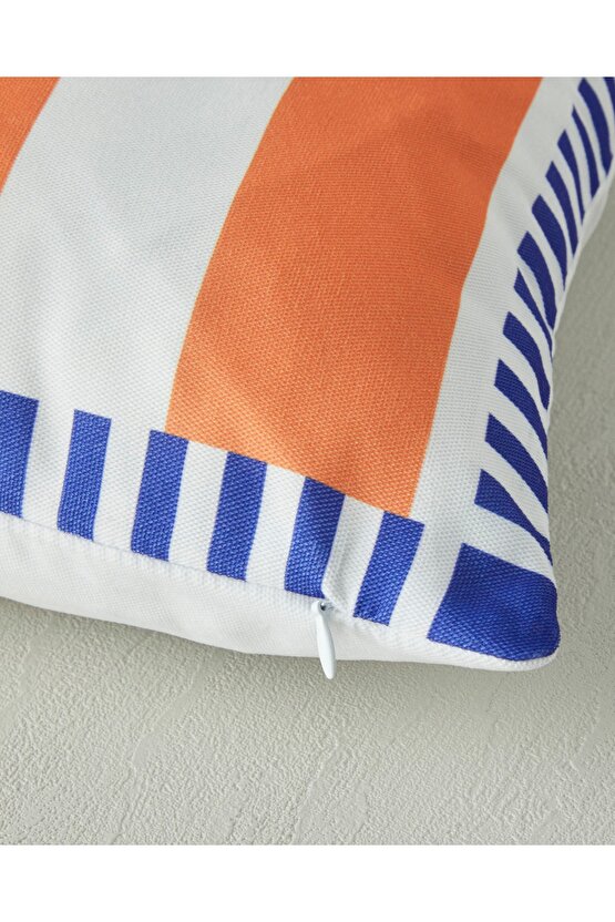 Corallo Punch Nakışlı Dekoratif Kırlent Lacivert-Turuncu