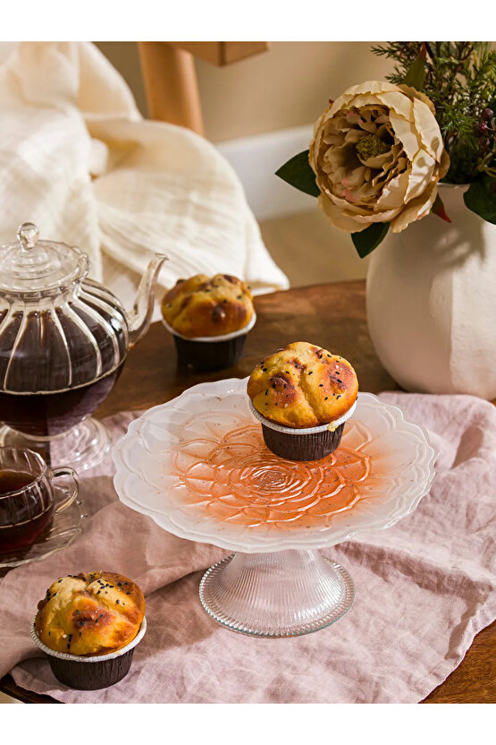 LCW HOME Ekru Ayaklı Cam Sunumluk 21 Cm