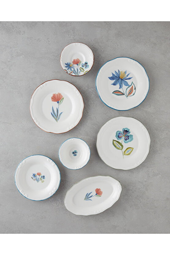 Jessica Porselen 20 Parça 6 Kişilik Kahvaltı Takımı Renkli