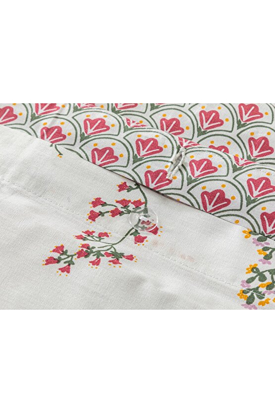 Spring Branch Pamuk Çift Kişilik Nevresim Takımı 200x220 Cm Koyu Pembe