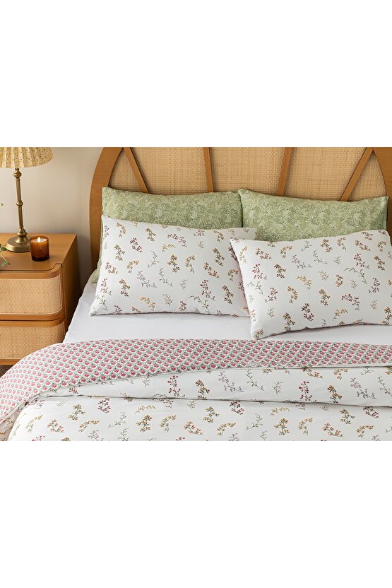 Spring Branch Pamuk Çift Kişilik Nevresim Takımı 200x220 Cm Koyu Pembe